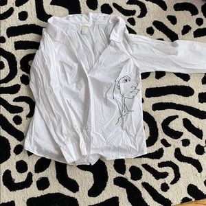 White Off the Shoulder Button Up